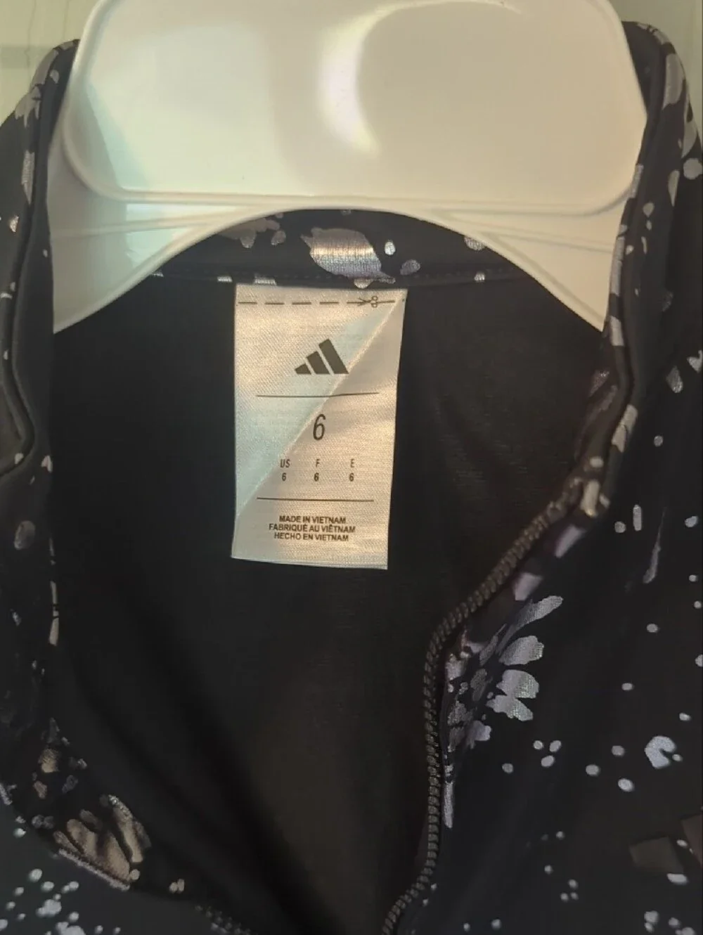 adidas Girls Black Metallic Floral Track Jacket and Pants Set